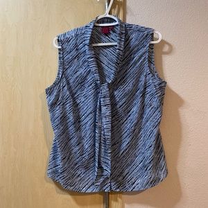 Women Large Pretty Spring Top Sleeveless Button with Neck Tie Beautiful